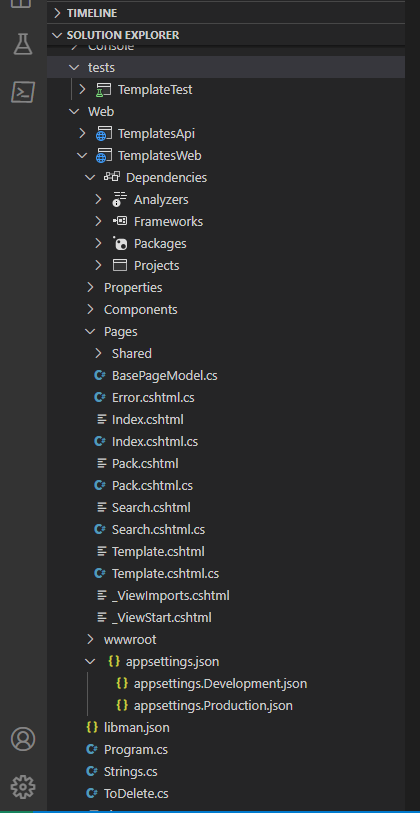 Solution Explorer with expanded nodes