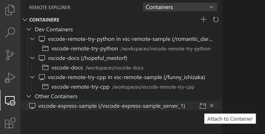 Containers Explorer screenshot