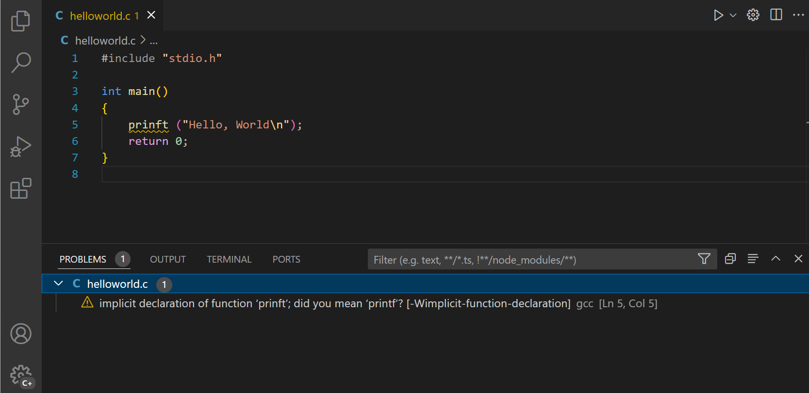 GCC Problem Matcher