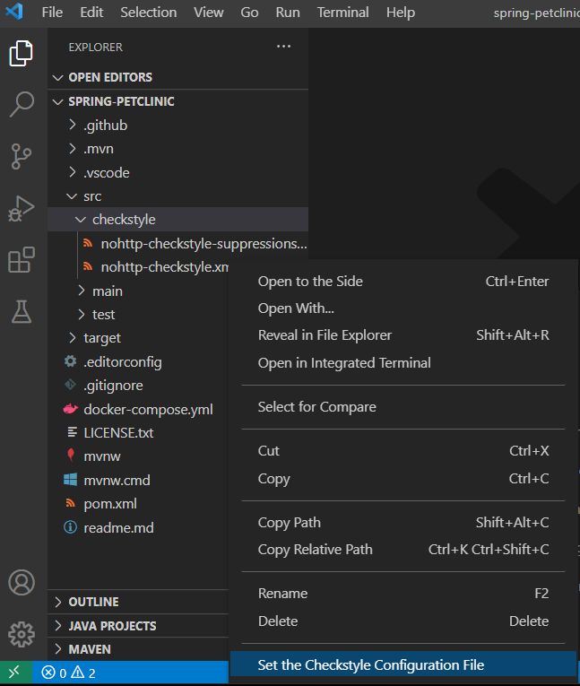 Set Checkstyle configuration file