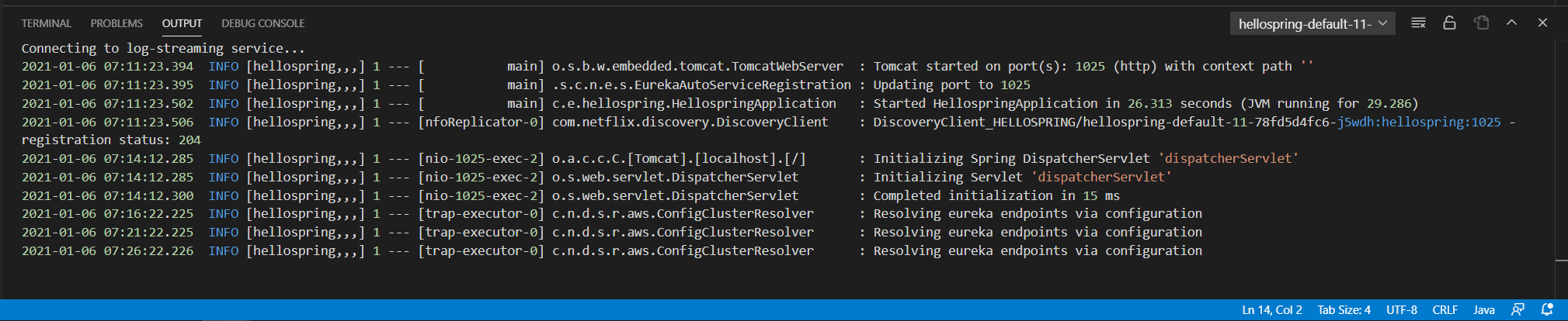 Log output