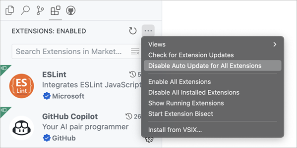 Manage Auto Updating Extensions.