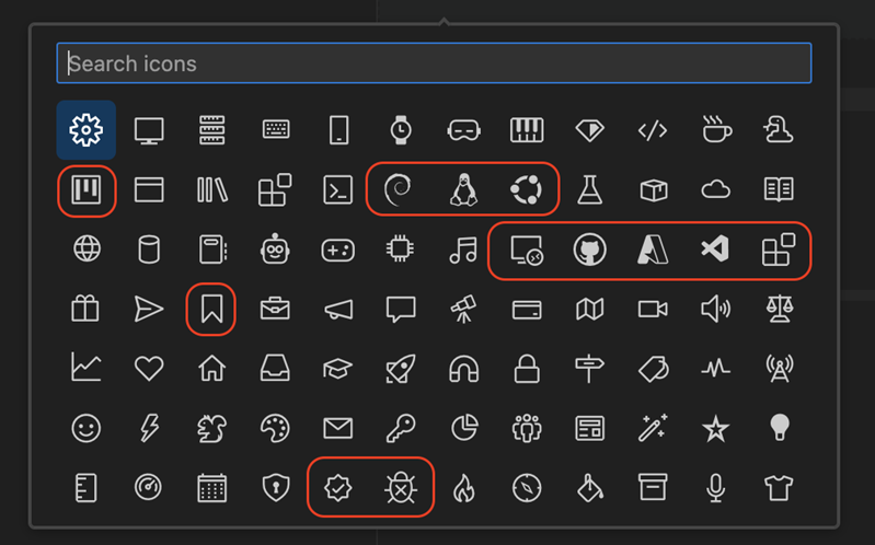 Image showing all available profile icons, highlighting the newly added icons.